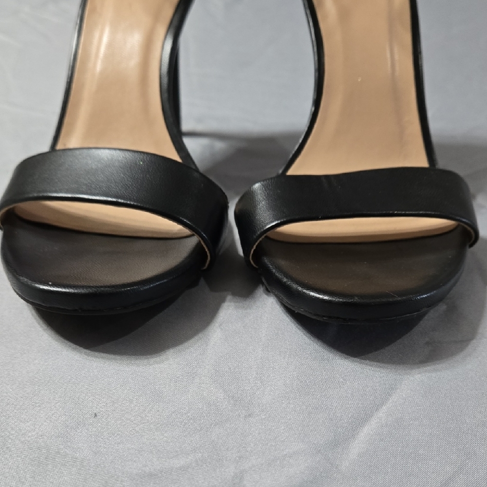 A New Day Sz 6 Womens Black Ankle Strap Synthetic Open-Toe Heels